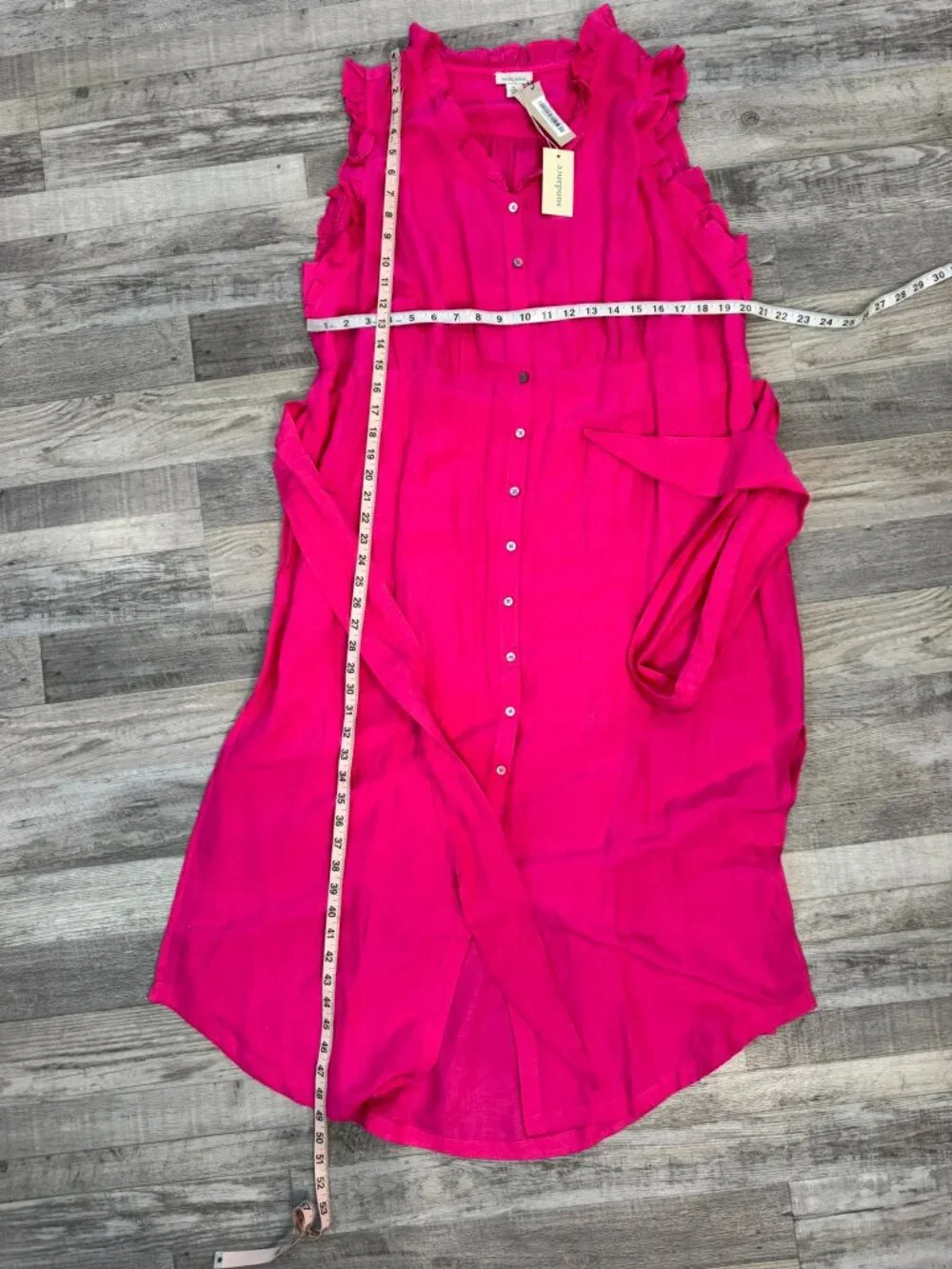 Sundance NWT Pink Button Front Sleeveless Midi/Maxi Dress Size XL Ruffle N32 - Picture 4 of 7